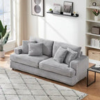79.3 Canapé 3 places en velours côtelé avec coussins décoratifs et coussins à ressorts