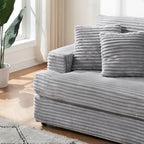 79.3 Canapé 3 places en velours côtelé avec coussins décoratifs et coussins à ressorts