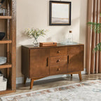 Buffet de Rangement Commode Moderne du Milieu du Siècle de 120 cm avec 2 Portes et 3 Tiroirs, Table Console d'Appoint
