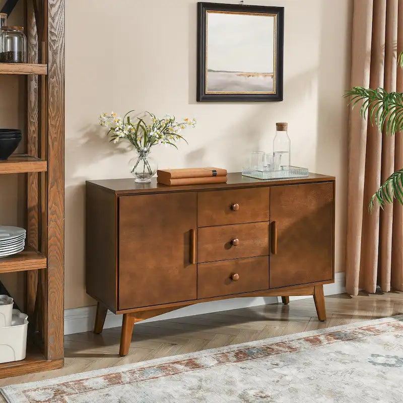 47.3 Mid Century Modern Sideboard Buffet Cabinet with Storage,Storage Cabinet with 2 Doors and 3 Drawers,Accent Console Table