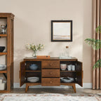 Buffet de Rangement Commode Moderne du Milieu du Siècle de 120 cm avec 2 Portes et 3 Tiroirs, Table Console d'Appoint