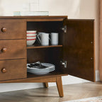 Buffet de Rangement Commode Moderne du Milieu du Siècle de 120 cm avec 2 Portes et 3 Tiroirs, Table Console d'Appoint