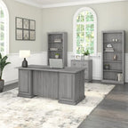 Saratoga Executive Desk, File Cabinet and Bookcases by 