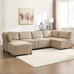 Canapé modulable convertible 6 places en velours côtelé en forme de U, idéal pour le salon