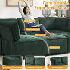 Canapé modulable convertible 6 places en velours côtelé en forme de U, idéal pour le salon