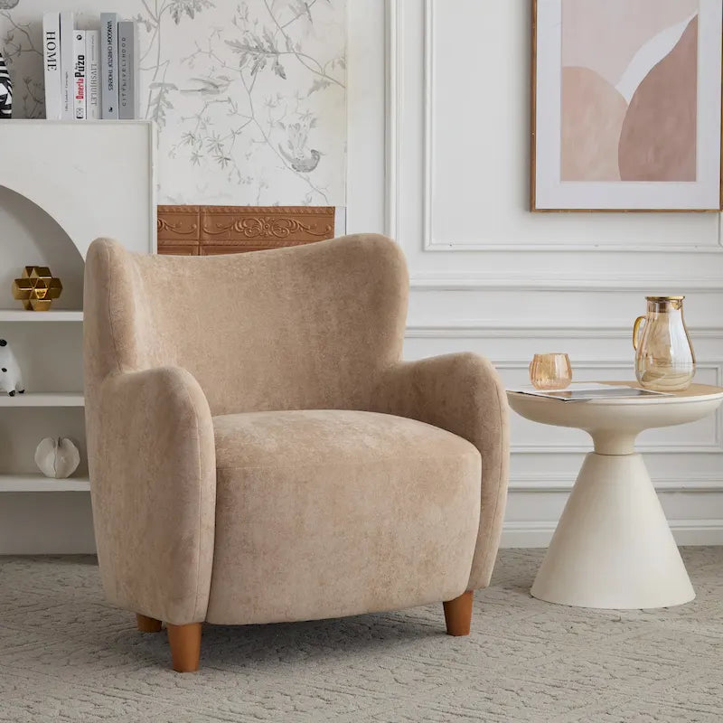 Fauteuil d'appoint à oreilles en tissu Bacho par