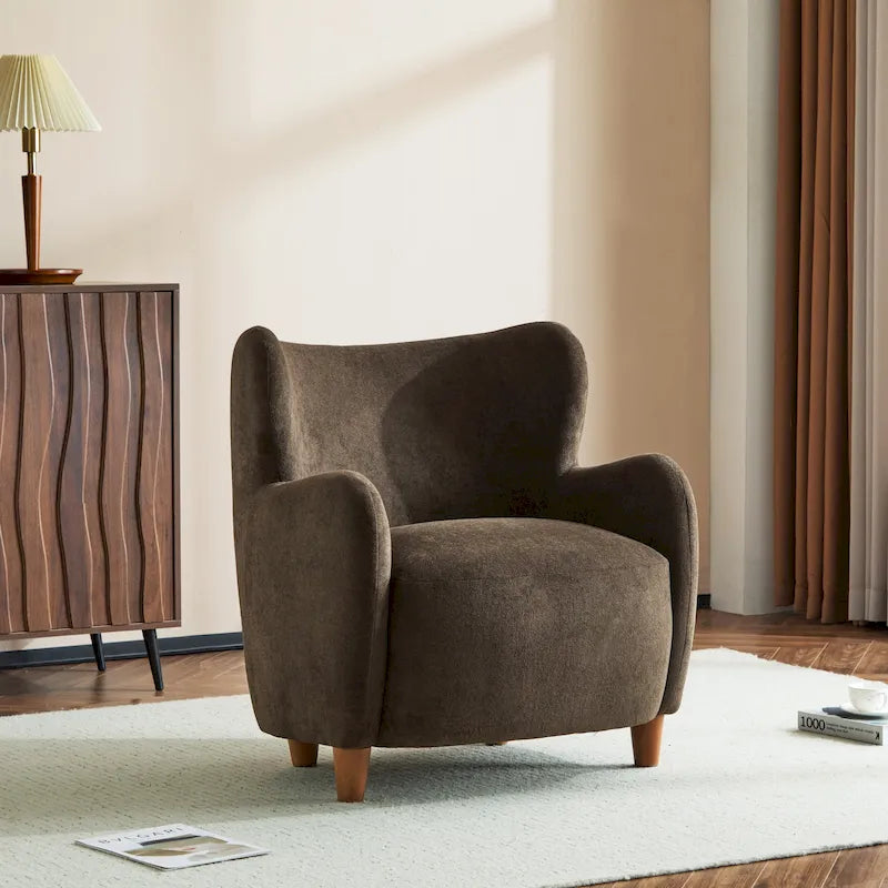 Fauteuil d'appoint à oreilles en tissu Bacho par