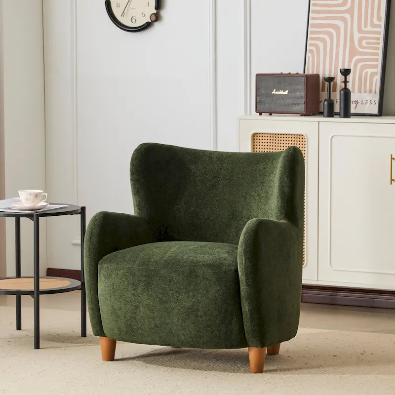 Fauteuil d'appoint à oreilles en tissu Bacho par