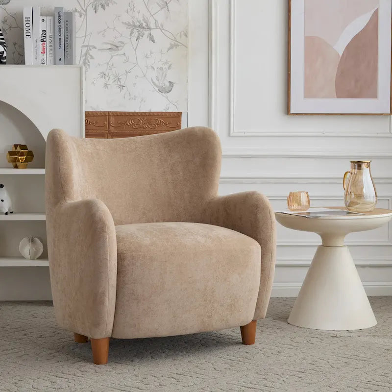 Fauteuil d'appoint à oreilles en tissu Bacho par