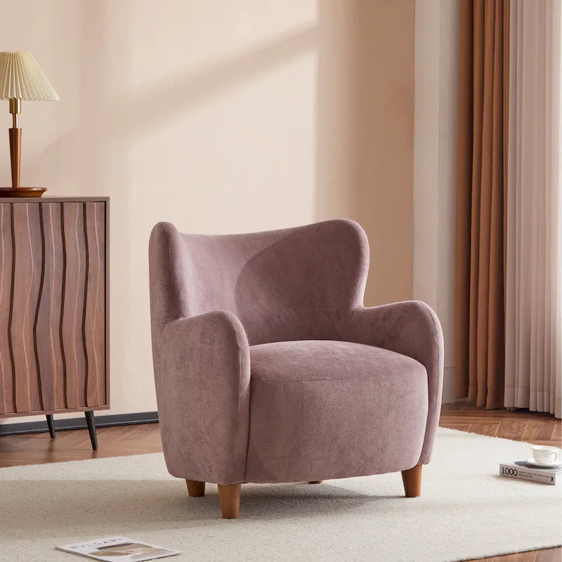 Fauteuil d'appoint à oreilles en tissu Bacho par