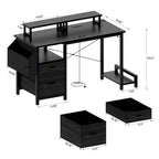 Bureau d'ordinateur moderne avec multiprise, supports pour deux moniteurs et 2 tiroirs pour le bureau à domicile ou l'organisation d'études