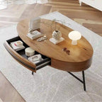 Table Basse Ovale Moderne avec Tiroir - S/O