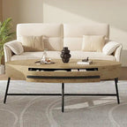 Table Basse Ovale Moderne avec Tiroir - S/O