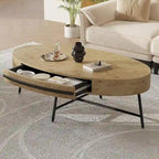 Table Basse Ovale Moderne avec Tiroir - S/O