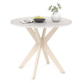 Costway Table de salle à manger ronde 36" plateau imitation marbre pieds en bois d'hévéa - Voir détails