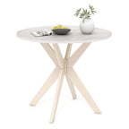 Costway Table de salle à manger ronde 36" plateau imitation marbre pieds en bois d'hévéa - Voir détails