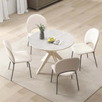 Costway Table de salle à manger ronde 36" plateau imitation marbre pieds en bois d'hévéa - Voir détails