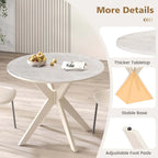 Costway Table de salle à manger ronde 36" plateau imitation marbre pieds en bois d'hévéa - Voir détails