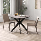 Costway Table de salle à manger ronde 36" plateau imitation marbre pieds en bois d'hévéa - Voir détails
