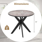 Costway Table de salle à manger ronde 36" plateau imitation marbre pieds en bois d'hévéa - Voir détails