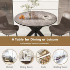 Costway Table de salle à manger ronde 36" plateau imitation marbre pieds en bois d'hévéa - Voir détails