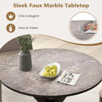 Costway Table de salle à manger ronde 36" plateau imitation marbre pieds en bois d'hévéa - Voir détails