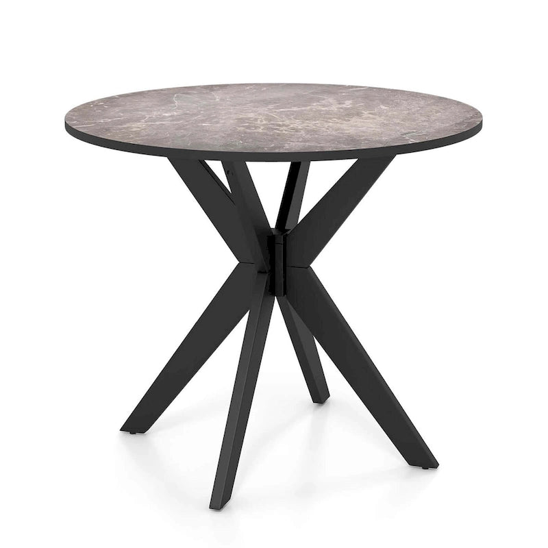 Costway Table de salle à manger ronde 36" plateau imitation marbre pieds en bois d'hévéa - Voir détails