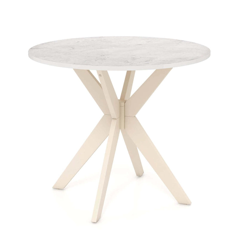 Costway Table de salle à manger ronde 36" plateau imitation marbre pieds en bois d'hévéa - Voir détails