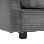 Canapé modulaire, canapé d'angle en velours côtelé avec poches de rangement latérales et pouf mobile