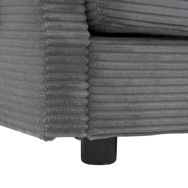 Canapé modulaire, canapé d'angle en velours côtelé avec poches de rangement latérales et pouf mobile