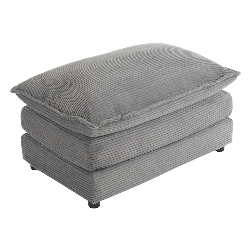 Canapé modulaire, canapé d'angle en velours côtelé avec poches de rangement latérales et pouf mobile