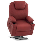 Fauteuil inclinable électrique grand format en cuir MCombo avec massage, chauffage, porte-gobelets, repose-pieds étendu, cuir 7516