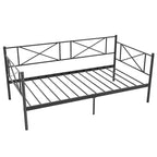 Gymax Lit de repos double en métal, plateforme moderne avec métal robuste