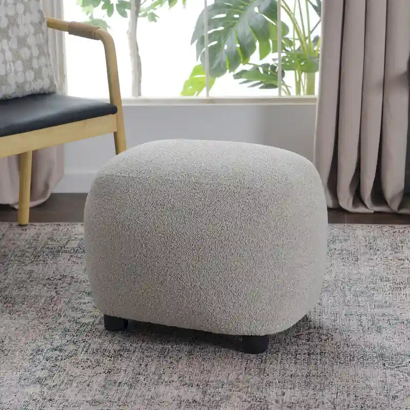 KINWELL 23 Pouf/Repose-pieds rembourré en tissu bouclé, large, pour canapé et fauteuil