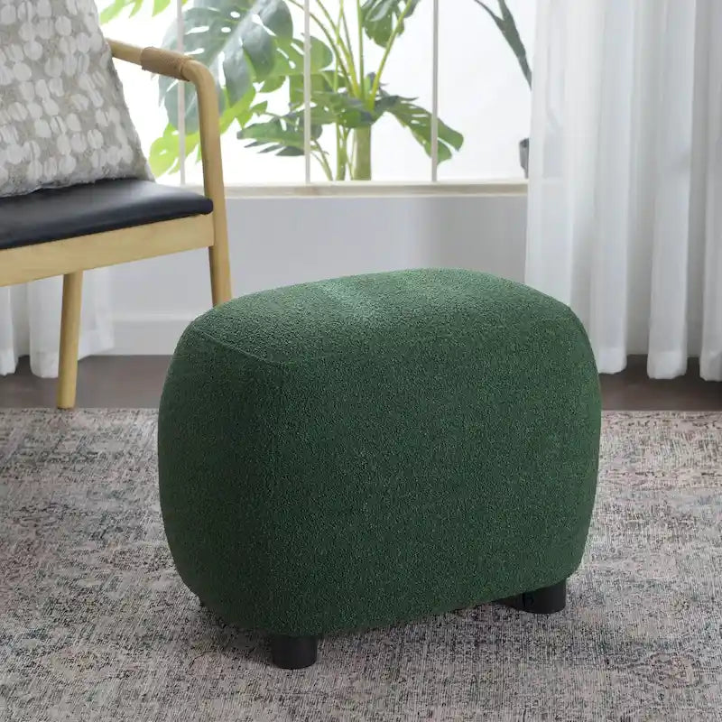 KINWELL 23 Pouf/Repose-pieds rembourré en tissu bouclé, large, pour canapé et fauteuil