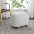 KINWELL 23 Pouf/Repose-pieds rembourré en tissu bouclé, large, pour canapé et fauteuil