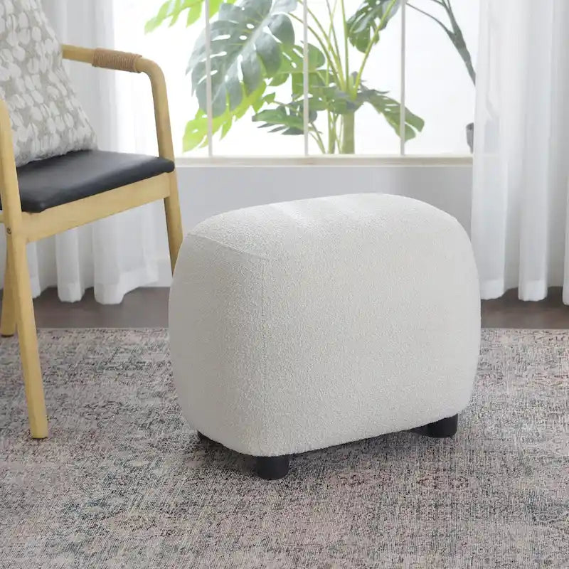 KINWELL 23 Pouf/Repose-pieds rembourré en tissu bouclé, large, pour canapé et fauteuil