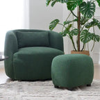 KINWELL 23 Pouf/Repose-pieds rembourré en tissu bouclé, large, pour canapé et fauteuil