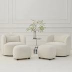 KINWELL 23 Pouf/Repose-pieds rembourré en tissu bouclé, large, pour canapé et fauteuil