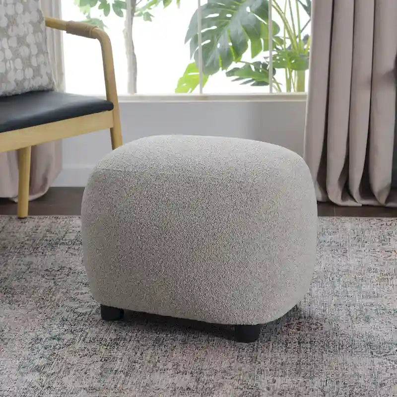 KINWELL 23 Pouf/Repose-pieds rembourré en tissu bouclé, large, pour canapé et fauteuil