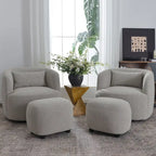 KINWELL 23 Pouf/Repose-pieds rembourré en tissu bouclé, large, pour canapé et fauteuil