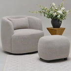 KINWELL 23 Pouf/Repose-pieds rembourré en tissu bouclé, large, pour canapé et fauteuil