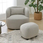 KINWELL 23 Pouf/Repose-pieds rembourré en tissu bouclé, large, pour canapé et fauteuil
