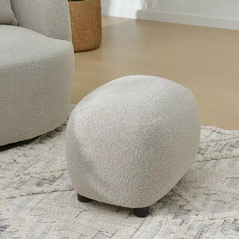 KINWELL 23 Pouf/Repose-pieds rembourré en tissu bouclé, large, pour canapé et fauteuil