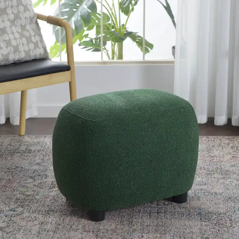 KINWELL 23 Pouf/Repose-pieds rembourré en tissu bouclé, large, pour canapé et fauteuil