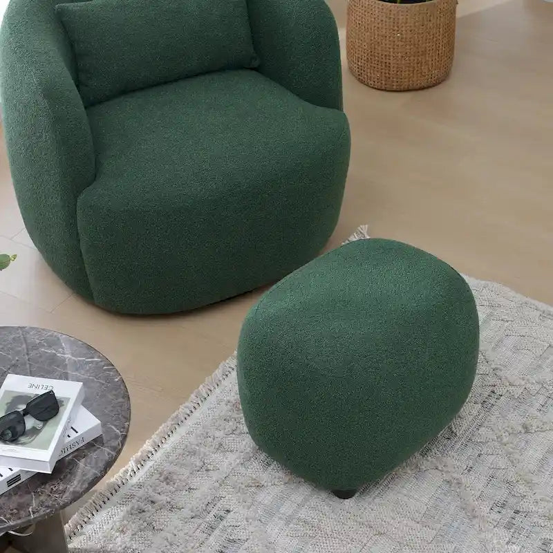 KINWELL 23 Pouf/Repose-pieds rembourré en tissu bouclé, large, pour canapé et fauteuil