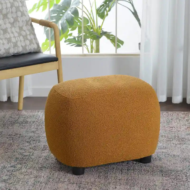 KINWELL 23 Pouf/Repose-pieds rembourré en tissu bouclé, large, pour canapé et fauteuil