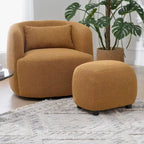 KINWELL 23 Pouf/Repose-pieds rembourré en tissu bouclé, large, pour canapé et fauteuil