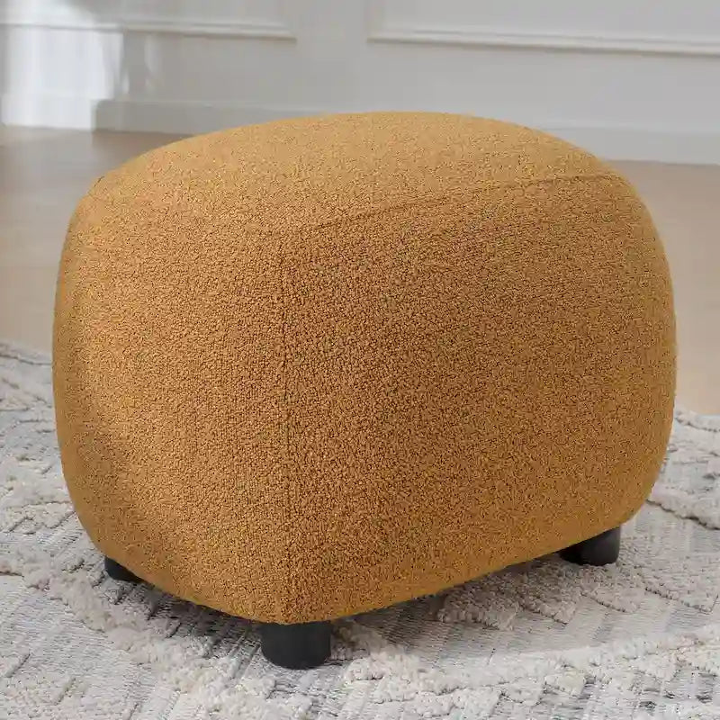 KINWELL 23 Pouf/Repose-pieds rembourré en tissu bouclé, large, pour canapé et fauteuil