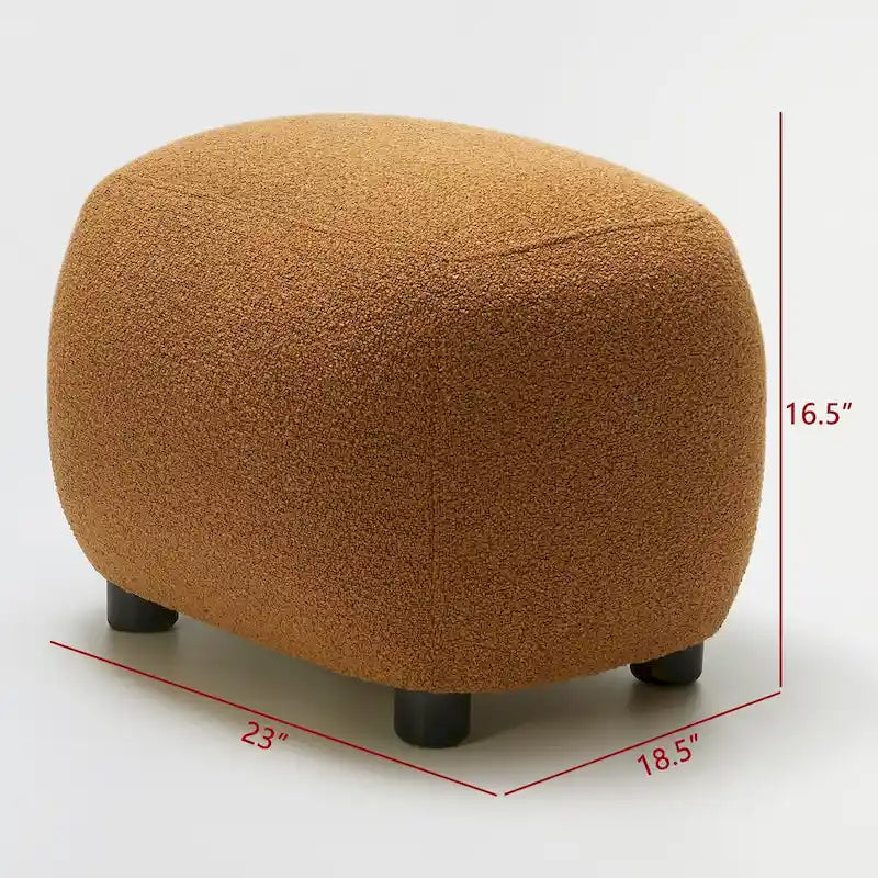 KINWELL 23 Pouf/Repose-pieds rembourré en tissu bouclé, large, pour canapé et fauteuil